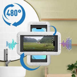 360 Rotate Cell Phone Case Waterproof Phone Storage Bathroom Kitchen Wall Anti-fog Touch Fingerprint Unlock Mobile Phone