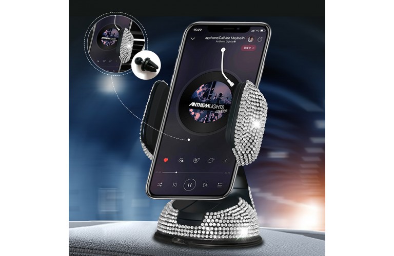 Bling  Crystal Car Phone Holder Air Vent Mount Car Mobile Phone Holder Stand with Rhinestone for Dashboard