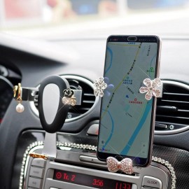 Hot Selling Flower Phone Bracket Crystal Rhinestones Bling Diamond Car Phone Holder for Girls