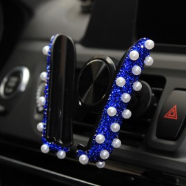 Dashboard Air Outlet Adjustable Phone Stand Bling Rhinestone Pearl Car Phone Mount Holder