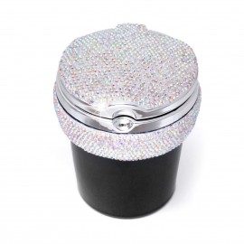 Bling Car Ashtray Crystal Diamond Portable Smokeless Stand Cylinder Cup Holder with Cool Blue Led Light Indicator
