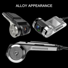 USB Dash Camera Car DVR HD720P, 90° Rotating Lens 170° Wide Angle Road Video Recorder Automatic Cyclic Coverage Recording G-Sensor