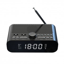 Digital Bedside DAB/FM clock radio with BT streaming play,Jumbo LED display,dual alarm,long work time rechargeable battery,Hi-Fi speaker with woofer unit
